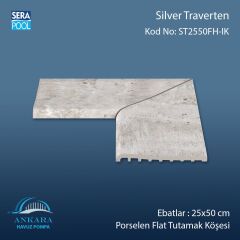 Silver Traverten 25x50 cm 90° İç Köşe Porselen Flat Tutamak Köşeleri
