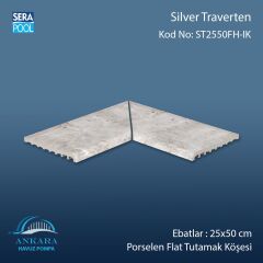 Silver Traverten 25x50 cm 90° İç Köşe Porselen Flat Tutamak Köşeleri