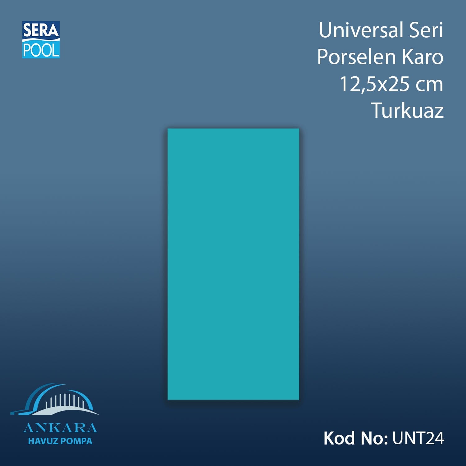 Universal Seri Porselen Karo 12,5x25cm Turkuaz (m² ile satın alma)