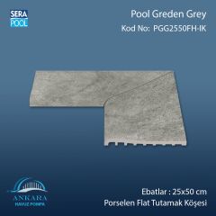 Pool Garden Grey 25x50 cm 90° İç Köşe Porselen Flat Tutamak Köşeleri