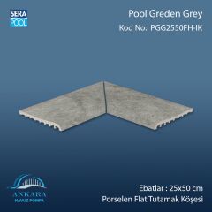 Pool Garden Grey 25x50 cm 90° İç Köşe Porselen Flat Tutamak Köşeleri