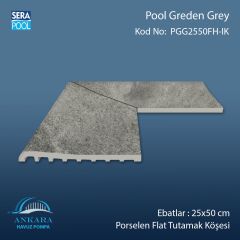 Pool Garden Grey 25x50 cm 90° İç Köşe Porselen Flat Tutamak Köşeleri