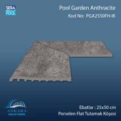 Pool Garden Anthracite 25x50 cm 90° İç Köşe Porselen Flat Tutamak Köşeleri