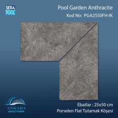 Pool Garden Anthracite 25x50 cm 90° İç Köşe Porselen Flat Tutamak Köşeleri
