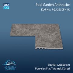 Pool Garden Anthracite 25x50 cm 90° İç Köşe Porselen Flat Tutamak Köşeleri