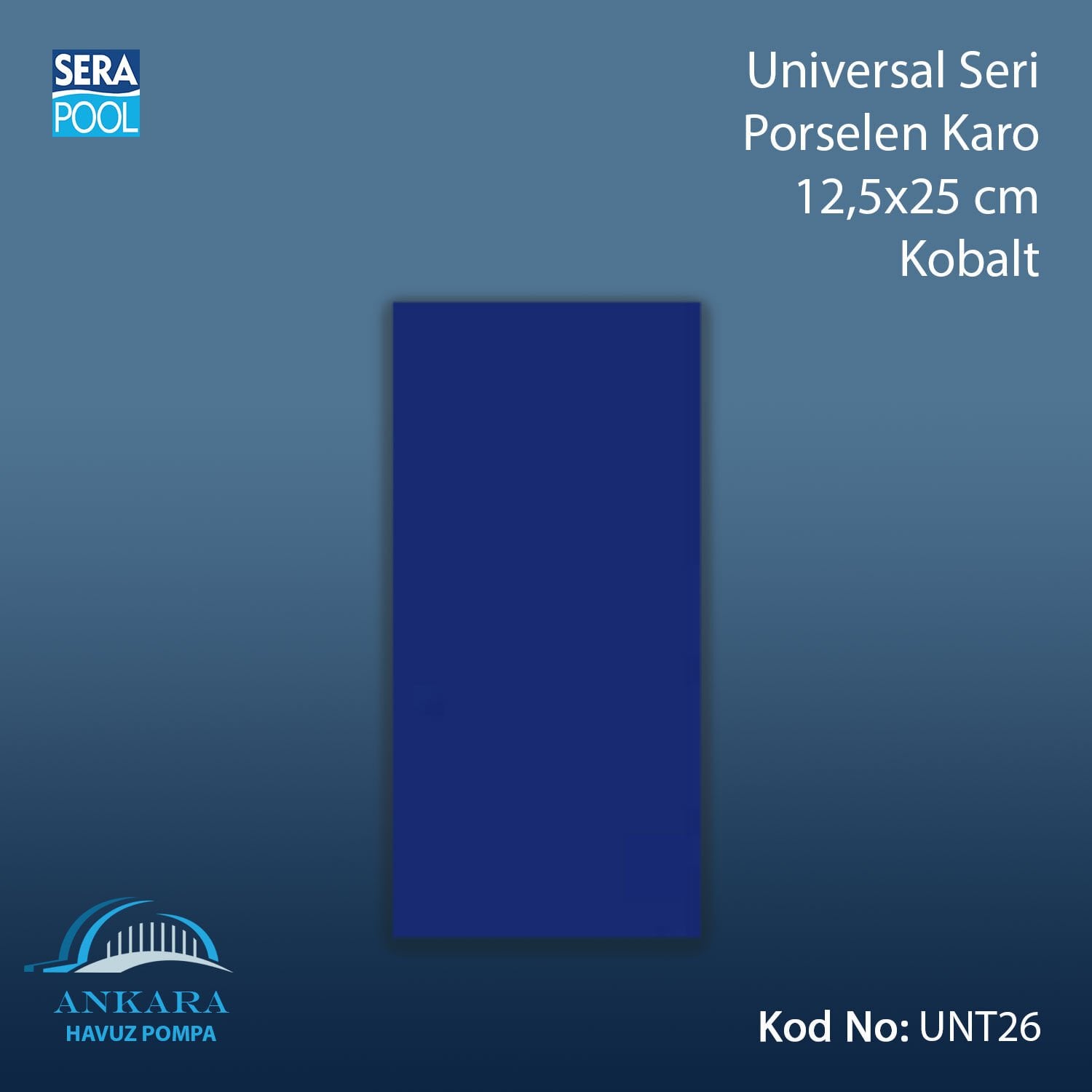 Universal Seri Porselen Karo 12,5x25cm Kobalt (m² ile satın alma)