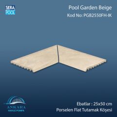 Pool Garden Beige 25x50 cm 90° İç Köşe Porselen Flat Tutamak Köşeleri