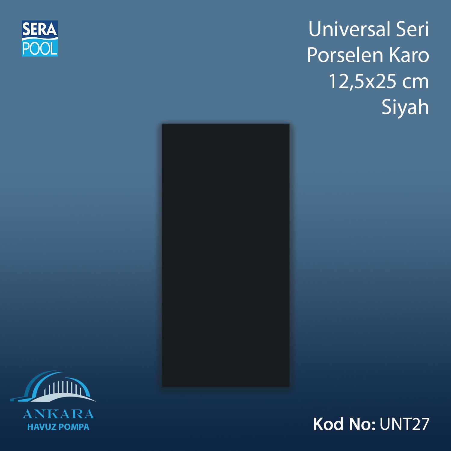 Universal Seri Porselen Karo 12,5x25cm Siyah (m² ile satın alma)