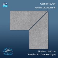 Cement Grey 25x50 cm 90° İç Köşe Porselen Flat Tutamak Köşeleri