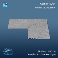 Cement Grey 25x50 cm 90° İç Köşe Porselen Flat Tutamak Köşeleri