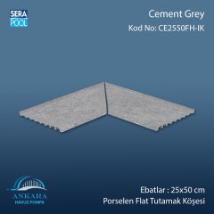 Cement Grey 25x50 cm 90° İç Köşe Porselen Flat Tutamak Köşeleri