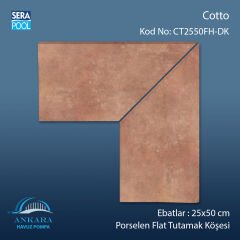 Cotto 25x50 cm 90° İç Köşe Porselen Flat Tutamak Köşeleri