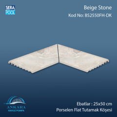 Beige Stone 25x50 cm 90° İç Köşe Porselen Flat Tutamak Köşeleri