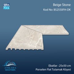 Beige Stone 25x50 cm 90° İç Köşe Porselen Flat Tutamak Köşeleri