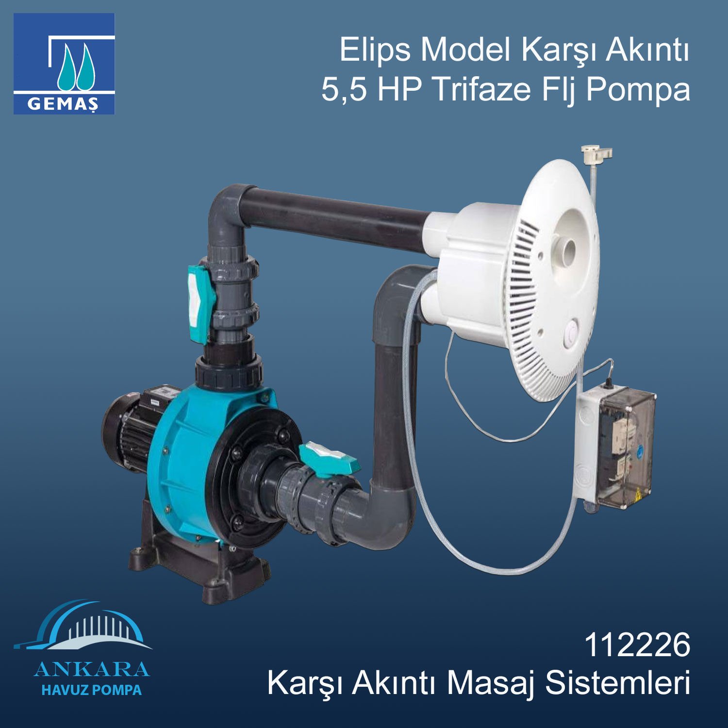 Elips Model Karşı Akıntı 5,5 HP Trifaze Flj Pompa