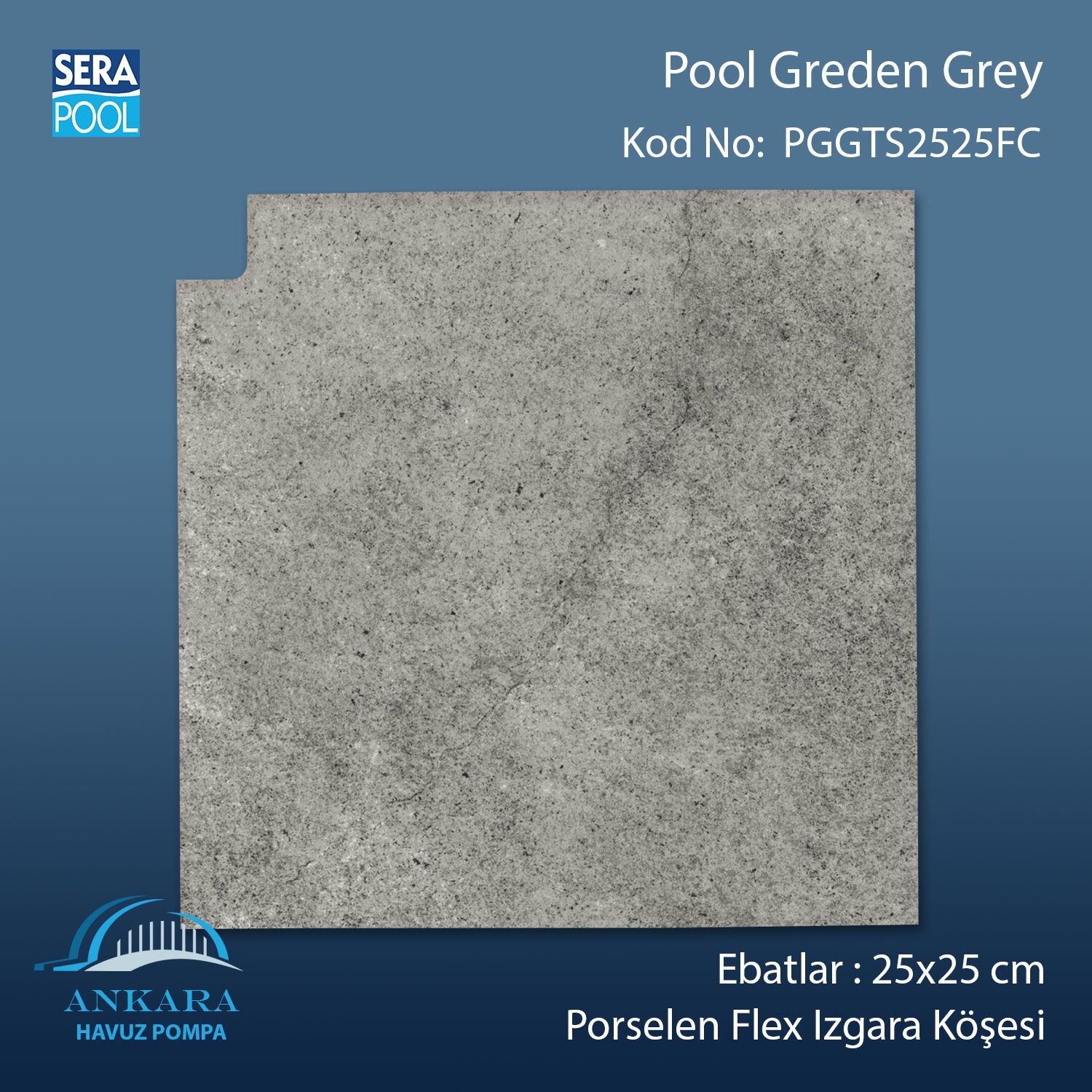 Pool Garden Grey 25x25 cm Flex Izgara Köşeleri