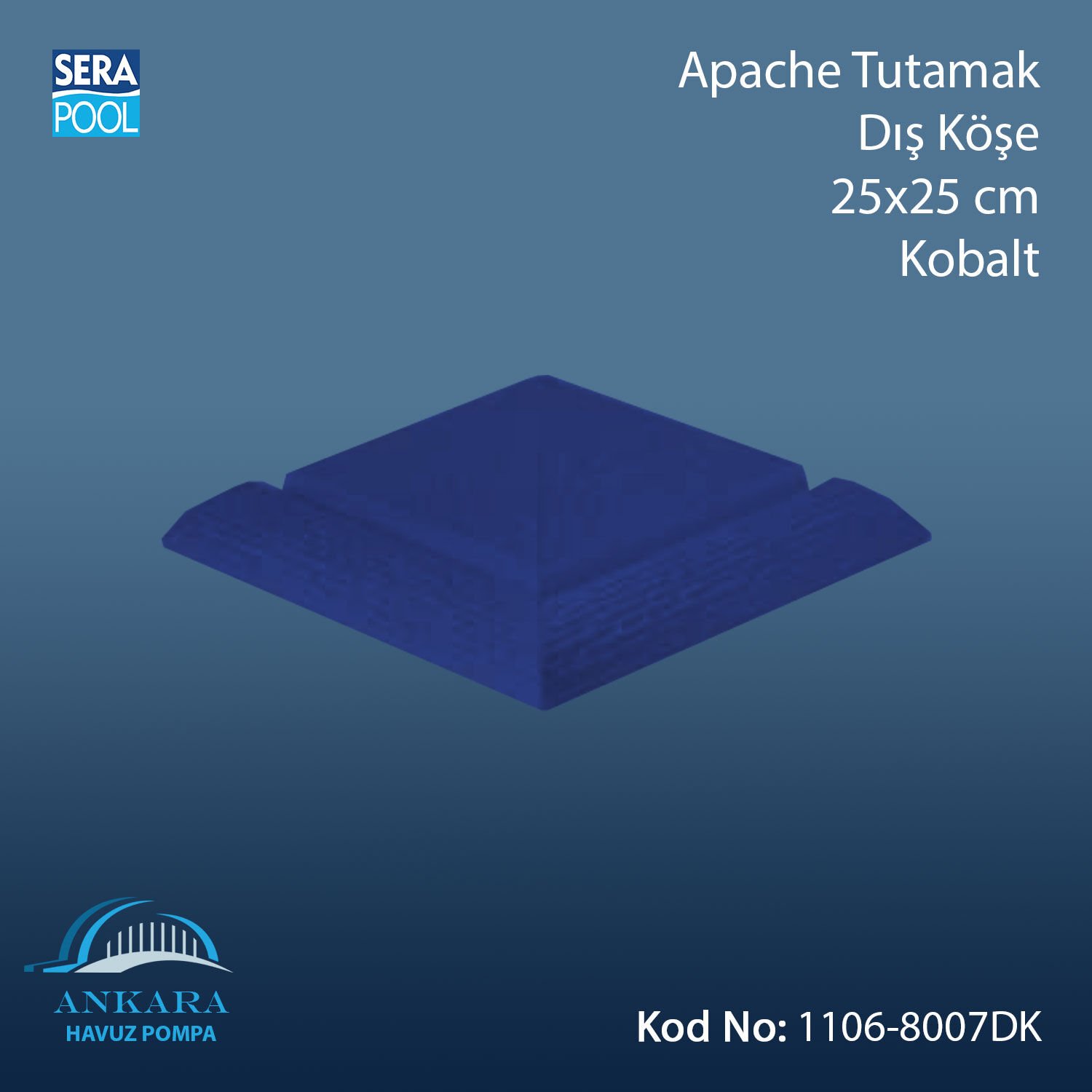 Apache Tutamak Dış Köşe 25x50 cm Kobalt