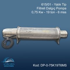 615/01 - Yatık Tip Filtreli Dalgıç Pompa - 0,75 Kw - 19 ton - 6 mss