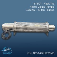 615/01 - Yatık Tip Filtreli Dalgıç Pompa - 0,75 Kw - 19 ton - 6 mss