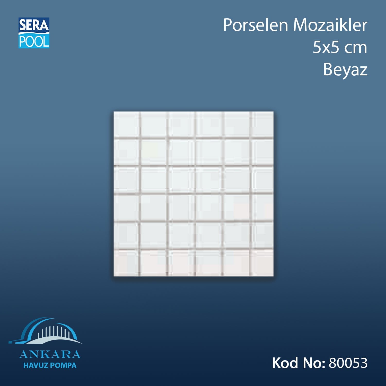Porselen Mozaik 5x5 cm Beyaz (m² ile satın alma)