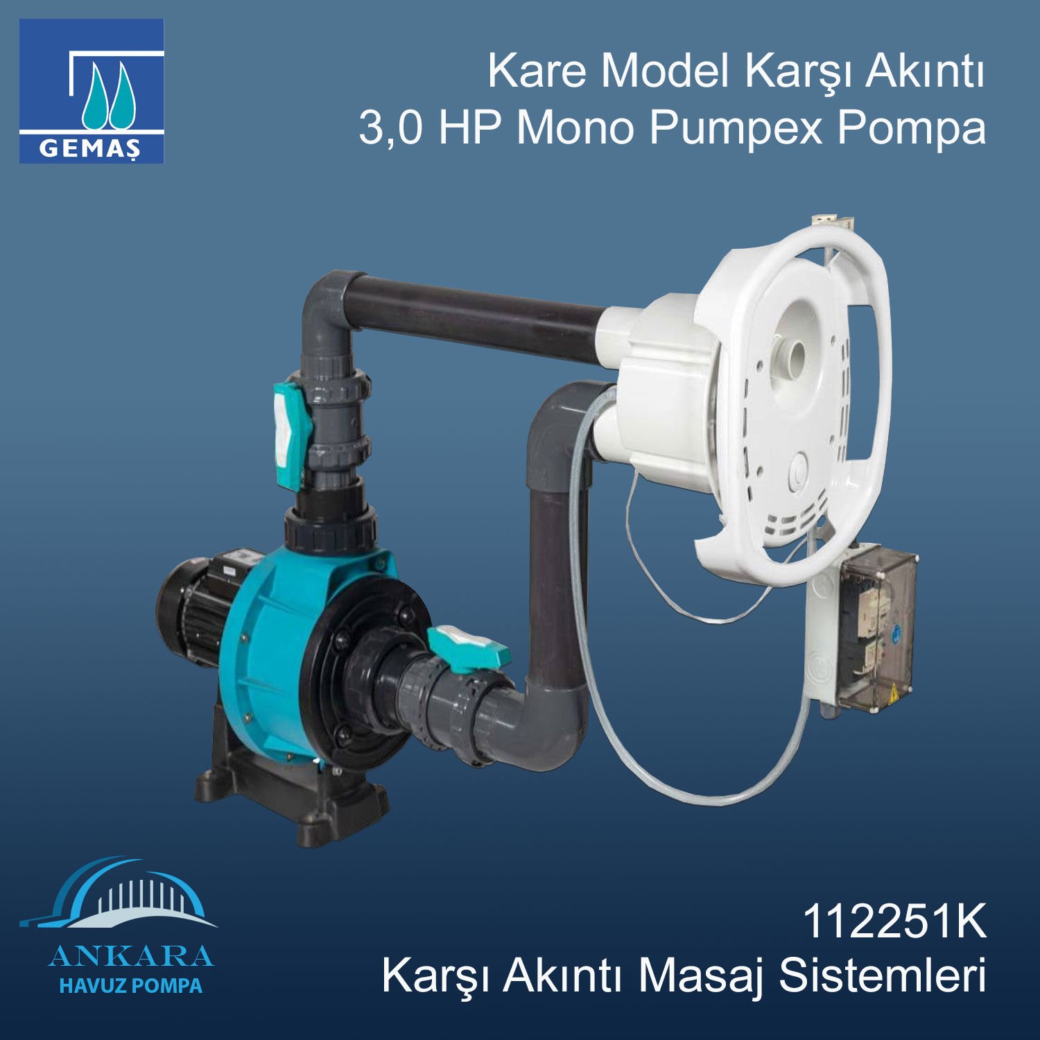 Kare Model Karşı Akıntı 3,0 HP Mono Pumpex Pompa