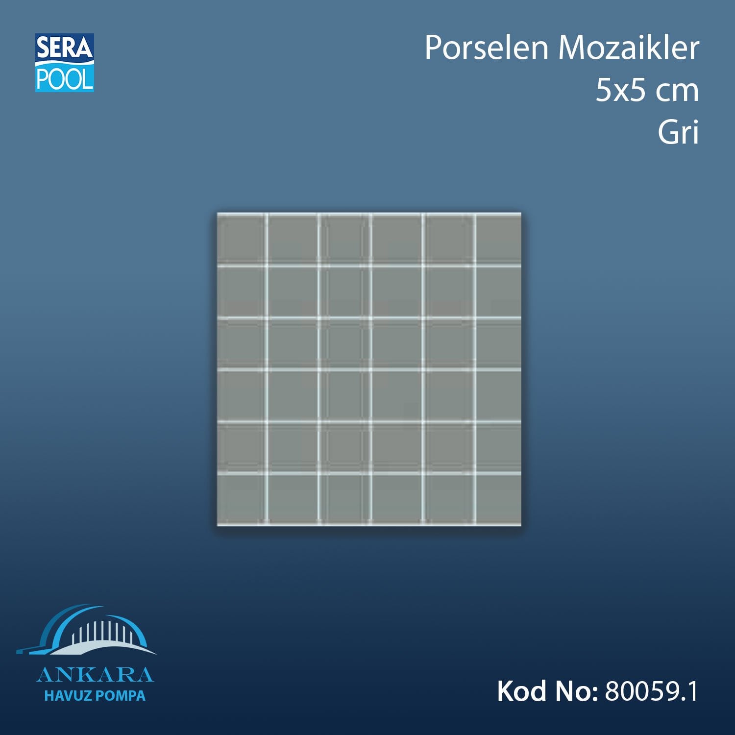 Porselen Mozaik 5x5 cm Gri (m² ile satın alma)