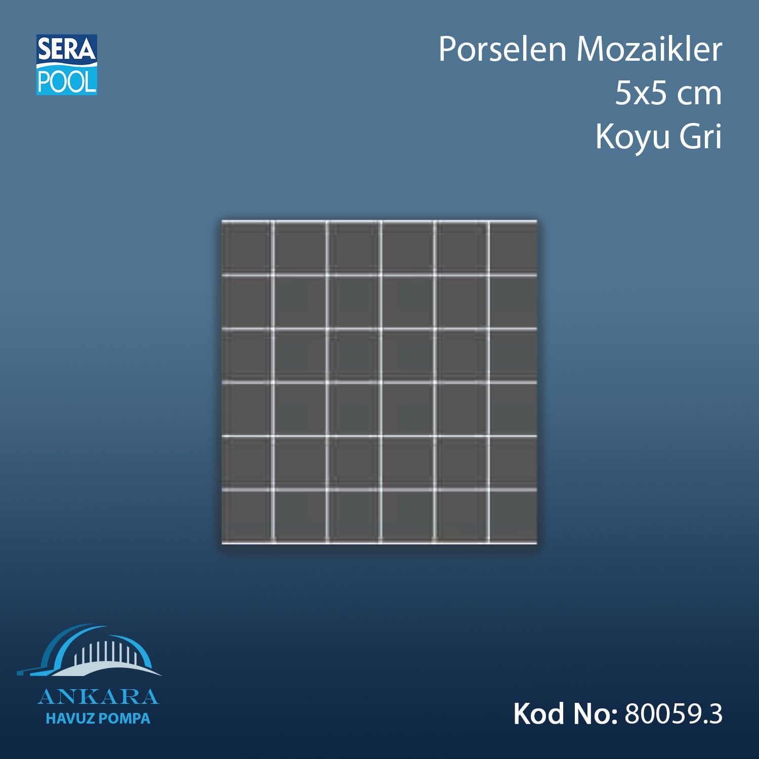 Porselen Mozaik 5x5 cm Koyu Gri (m² ile satın alma)