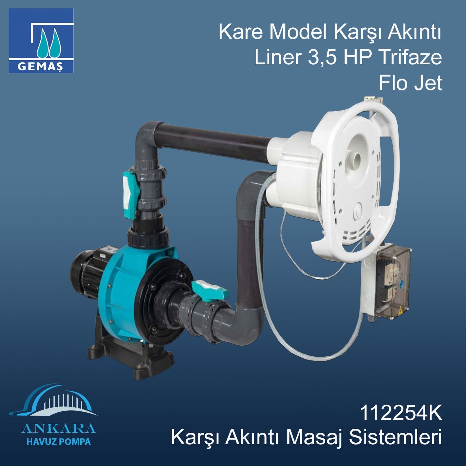 Kare Model Karşı Akıntı Liner 3,5 HP Trifaze Flo Jet