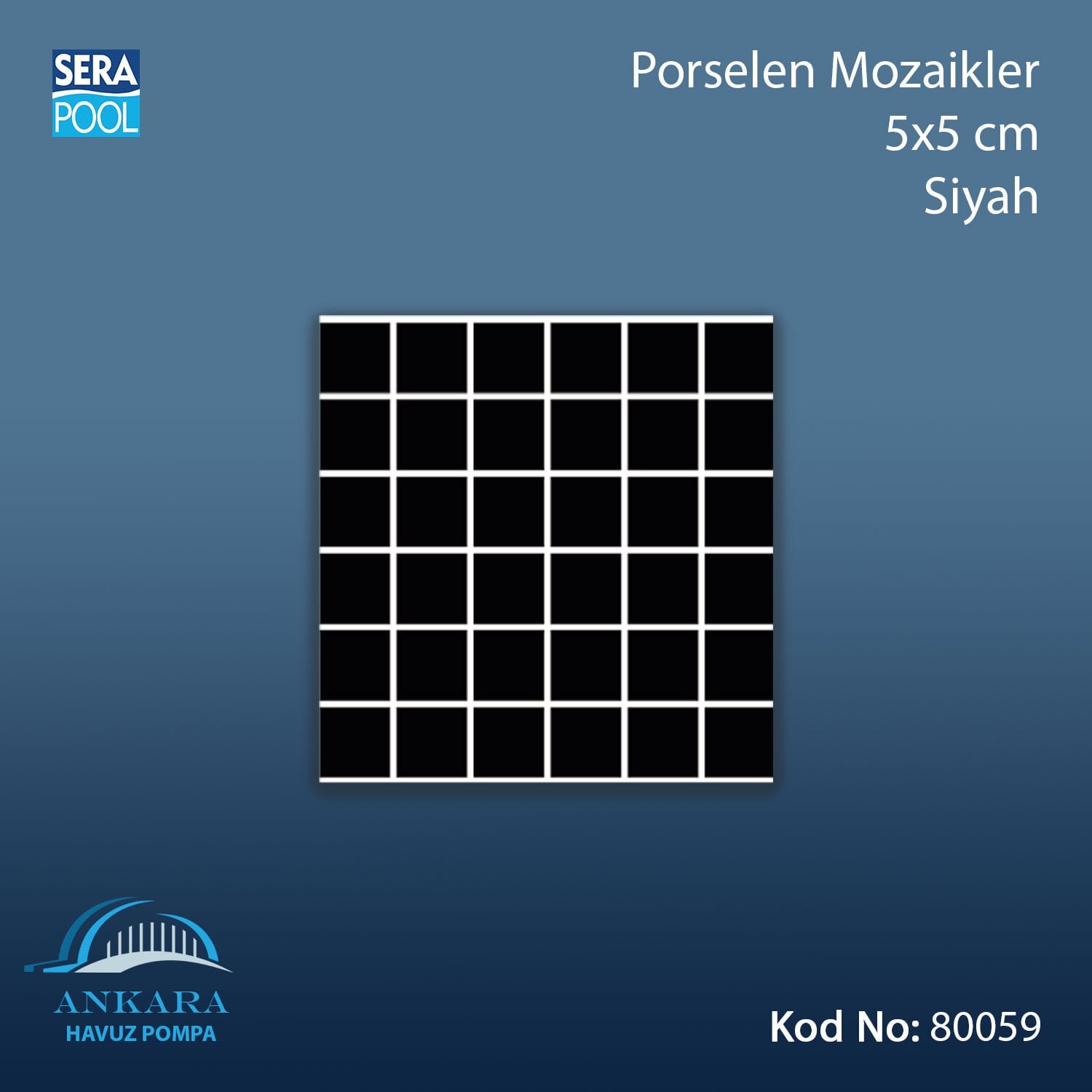 Porselen Mozaik 5x5 cm Siyah (m² ile satın alma)