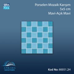 Porselen Mozaik Karışım 5x5 cm Mavi-Açık Mavi (m² ile satın alma)