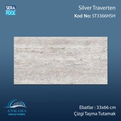 Silver Traverten 33x66x1,80 cm Çizgi Taşma Tutamak