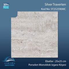 Silver Traverten 25x25 cm 90° Monoblok Izgara Köşesi