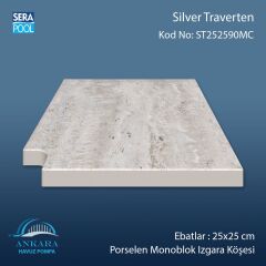 Silver Traverten 25x25 cm 90° Monoblok Izgara Köşesi
