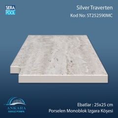 Silver Traverten 25x25 cm 90° Monoblok Izgara Köşesi