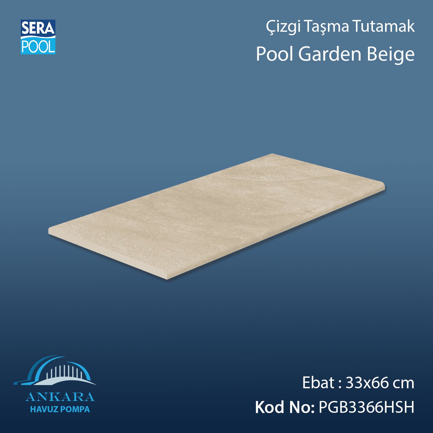 Pool Garden Beige 33x66x1,80 cm Çizgi Taşma Tutamak