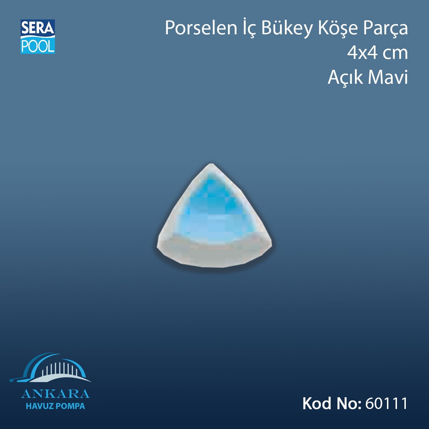 Porselen İç Bükey Köşe Parça 4x4 cm Açık Mavi