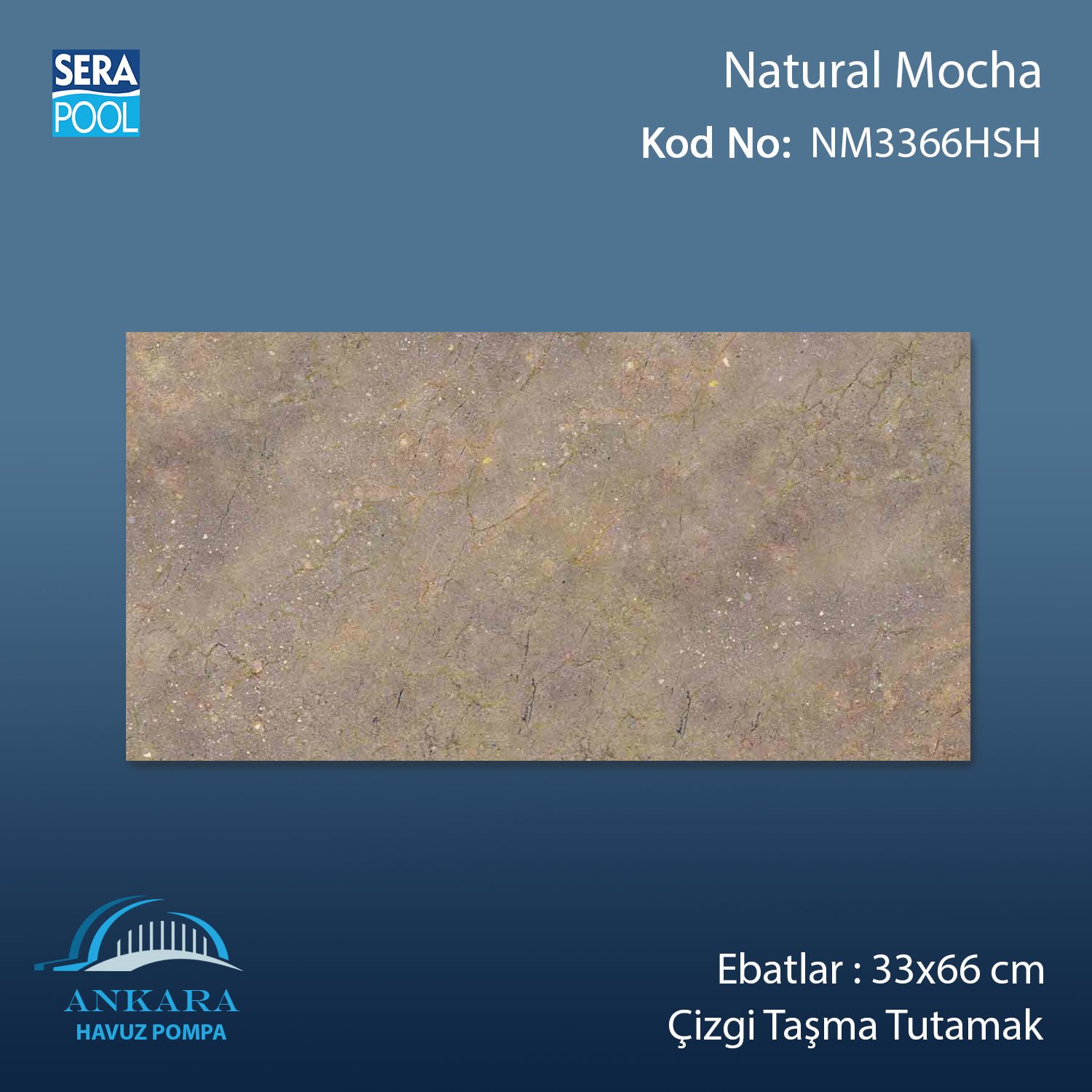 Natural Mocha 33x66x1,80 cm Çizgi Taşma Tutamak