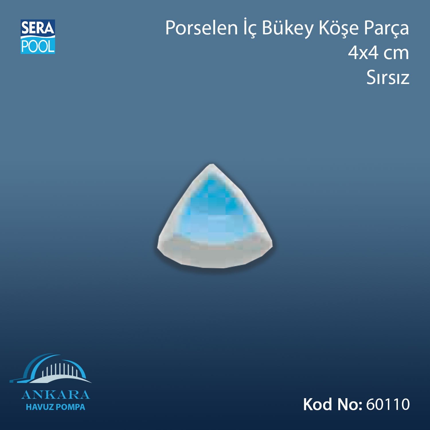 Porselen İç Bükey Köşe Parça 4x4 cm Sırsız