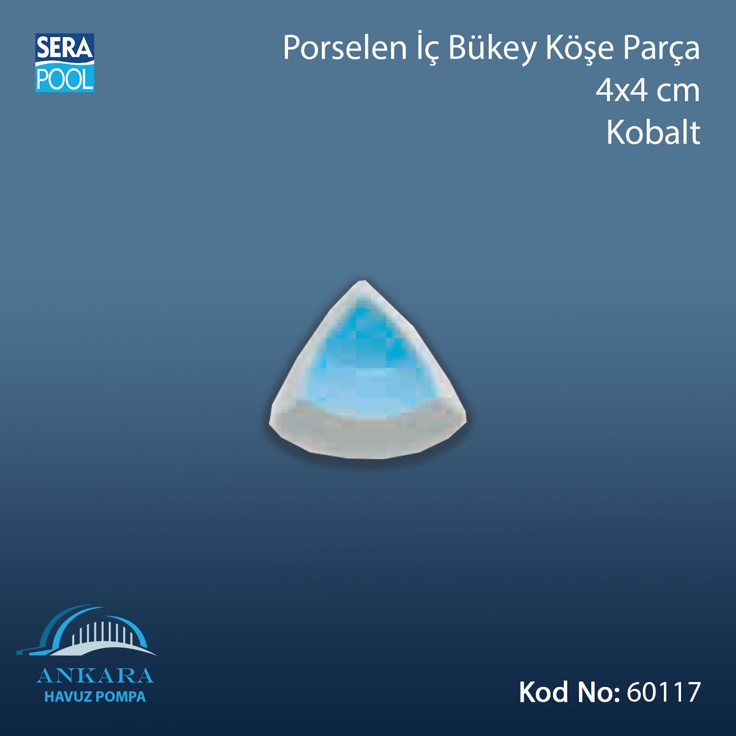 Porselen İç Bükey Köşe Parça 4x4 cm Kobalt