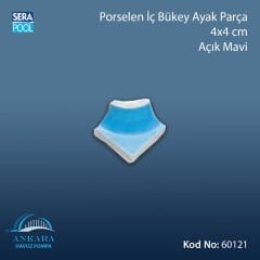 Porselen İç Bükey Ayak Parçası 4x4 cm Açık Mavi