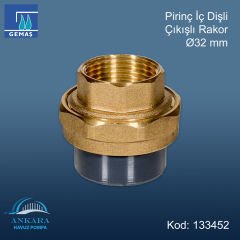 Ø32 mm İç Dış Çıkışlı Rakor