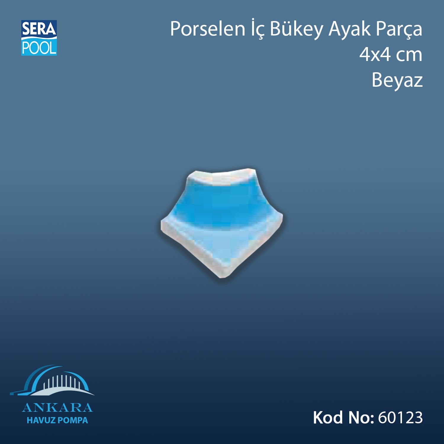 Porselen İç Bükey Ayak Parçası 4x4 cm Beyaz