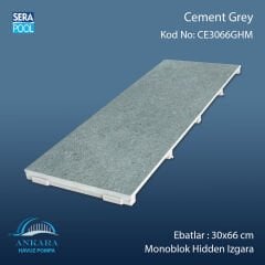 Cement Grey 33x66 cm Monoblok Hidden Izgara