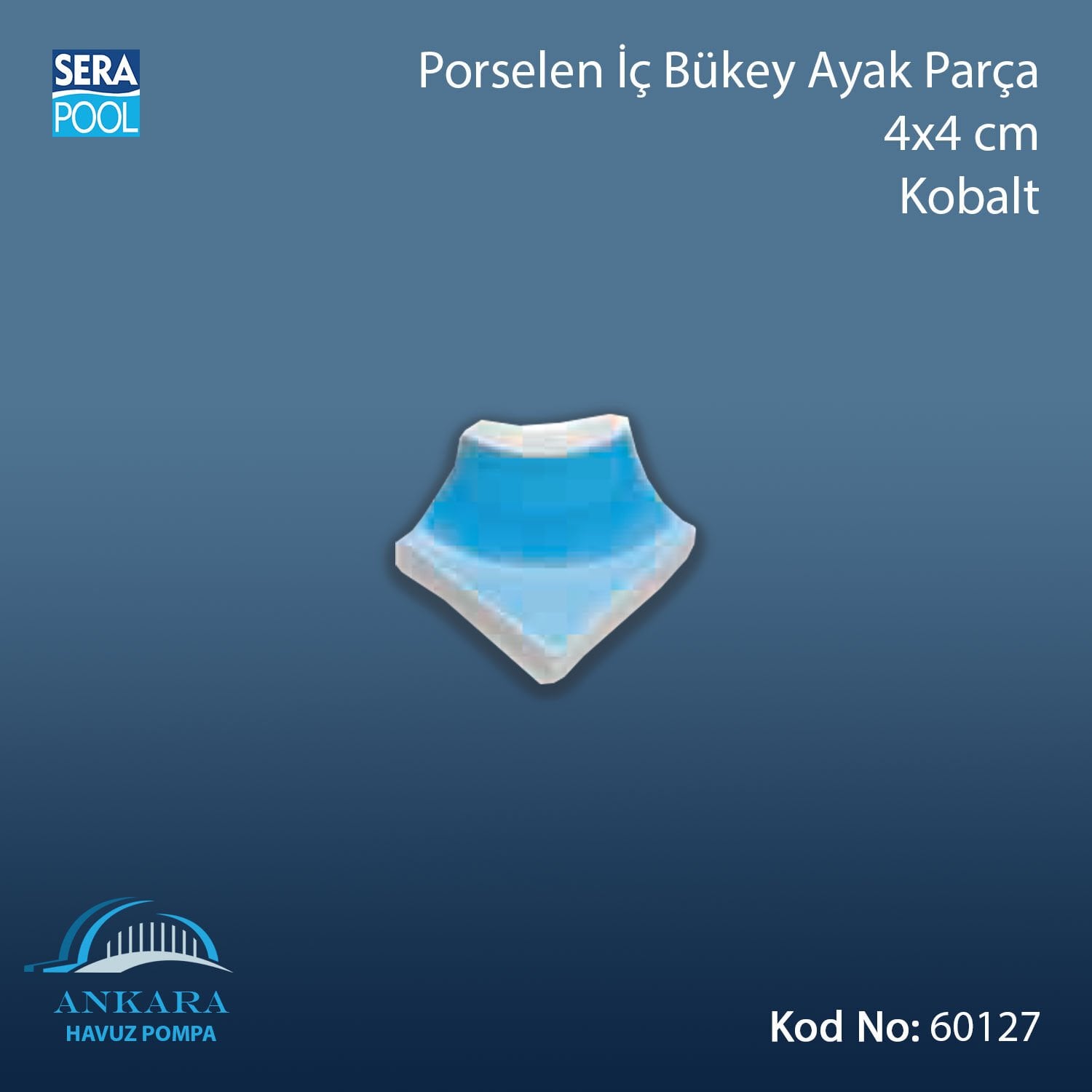 Porselen İç Bükey Ayak Parçası 4x4 cm Kobalt