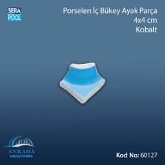 Porselen İç Bükey Ayak Parçası 4x4 cm Kobalt
