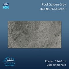 Pool Garden Grey 33x66x1,80 cm Çizgi Taşma Karo