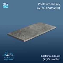 Pool Garden Grey 33x66x1,80 cm Çizgi Taşma Karo