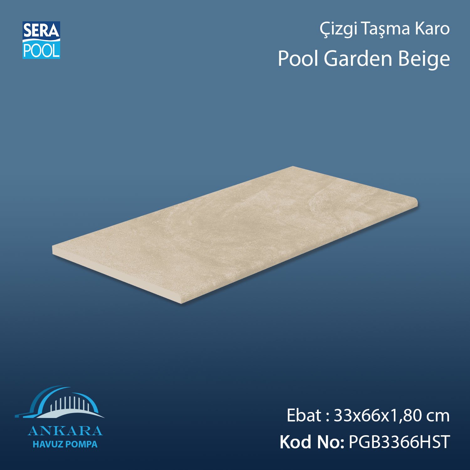 Pool Garden Beige 33x66x1,80 cm Çizgi Taşma Karo