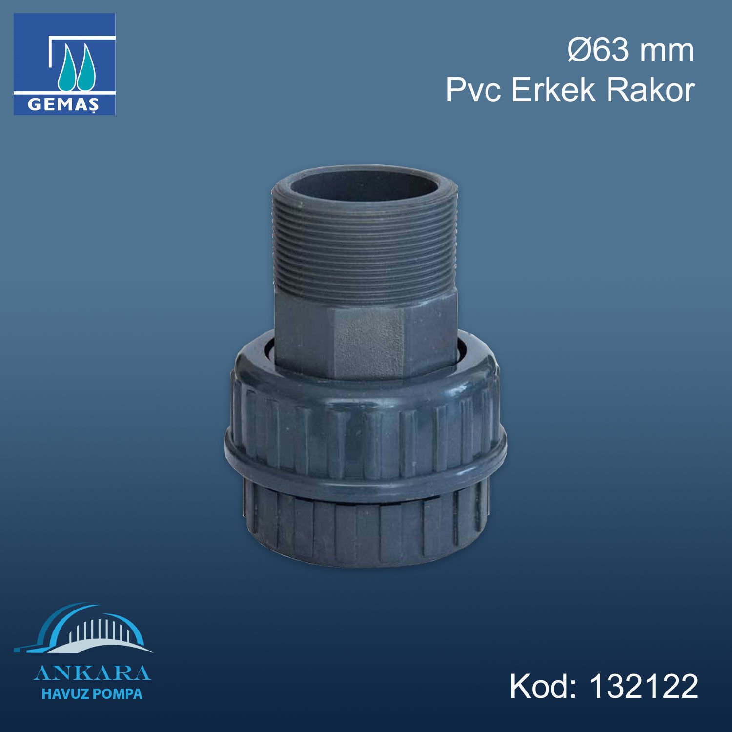 Ø63 mm Pvc Erkek Rakor