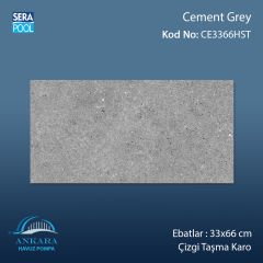 Cement Grey 33x66x1,80 cm Çizgi Taşma Karo